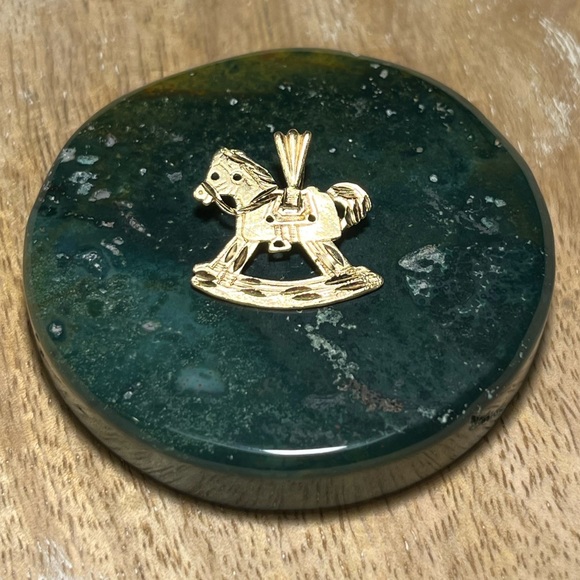 14K Solid Yellow Gold Small Toy Rocking Horse Charm Pendant - Picture 3 of 13